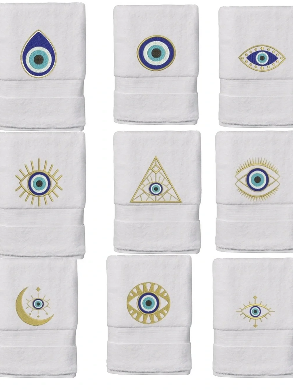 Hand Evil Eye Embroidered Hand towel Pick one New Made to order Black